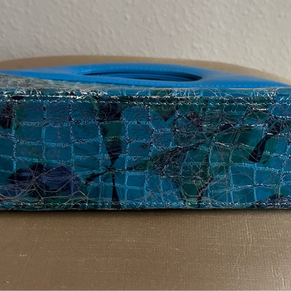 J Renee hand held turquoise silver & black abstract print purse snap to close - Picture 5 of 5